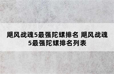 飓风战魂5最强陀螺排名 飓风战魂5最强陀螺排名列表